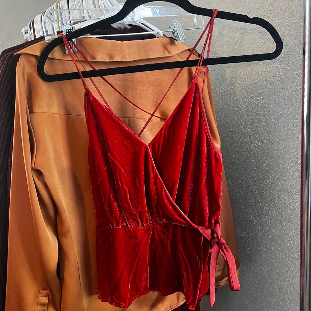 Express Burnt Orange Velvet Sleeveless Top size XS